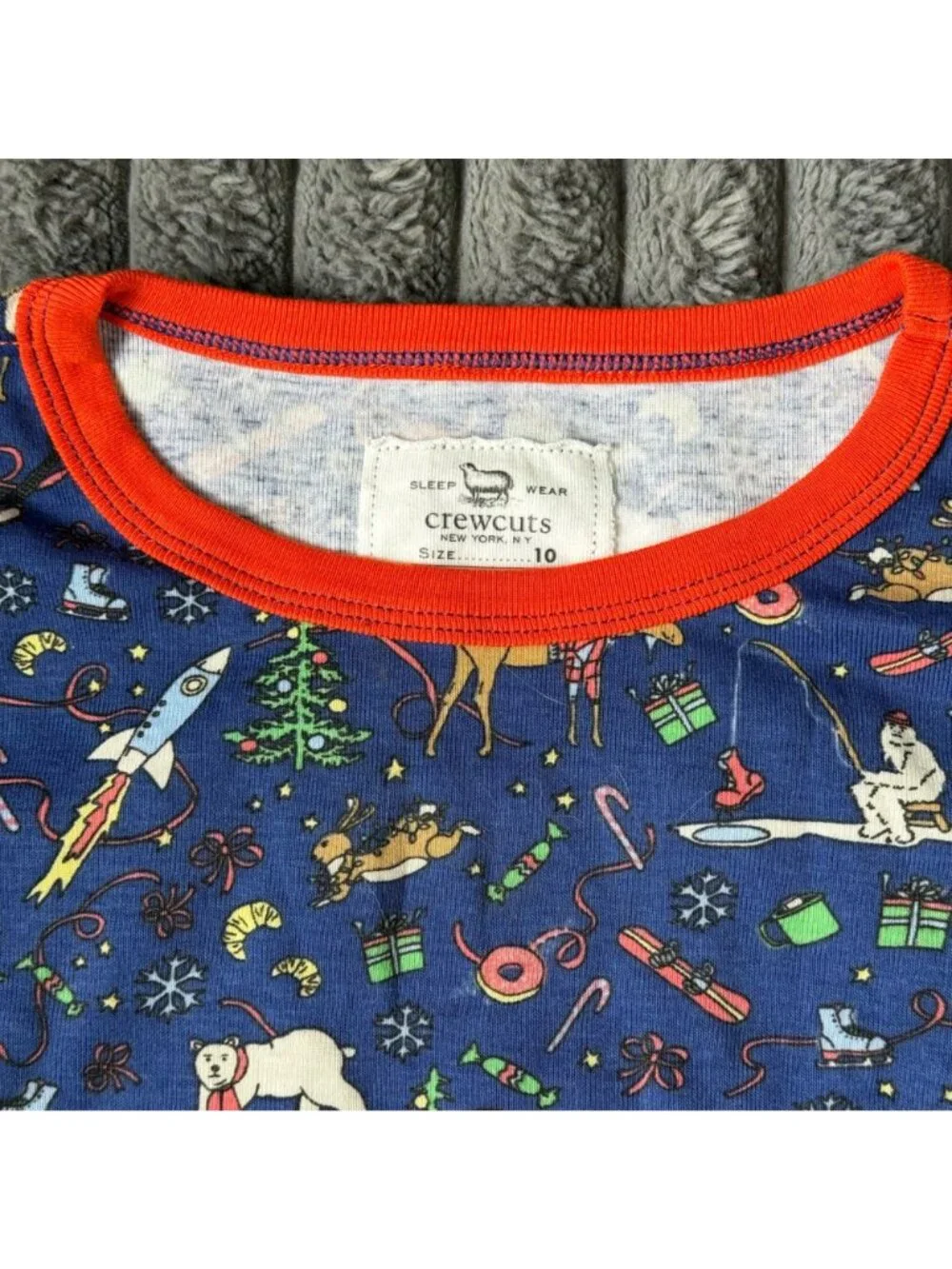 NWT J. Crew crewcuts Navy Winter Print Kids Pajama Set Size 10